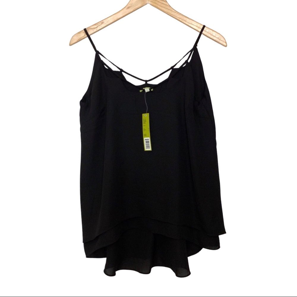 Gianni Bini Sheer Layer Tank Top Black